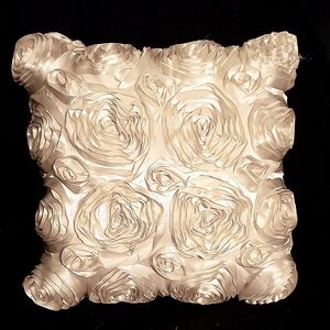 Elegant Rose Pattern Pillow -  Cream/Ivory